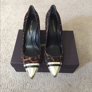 Enzo Angiolini Leopard Print Wedges with Silver Accents